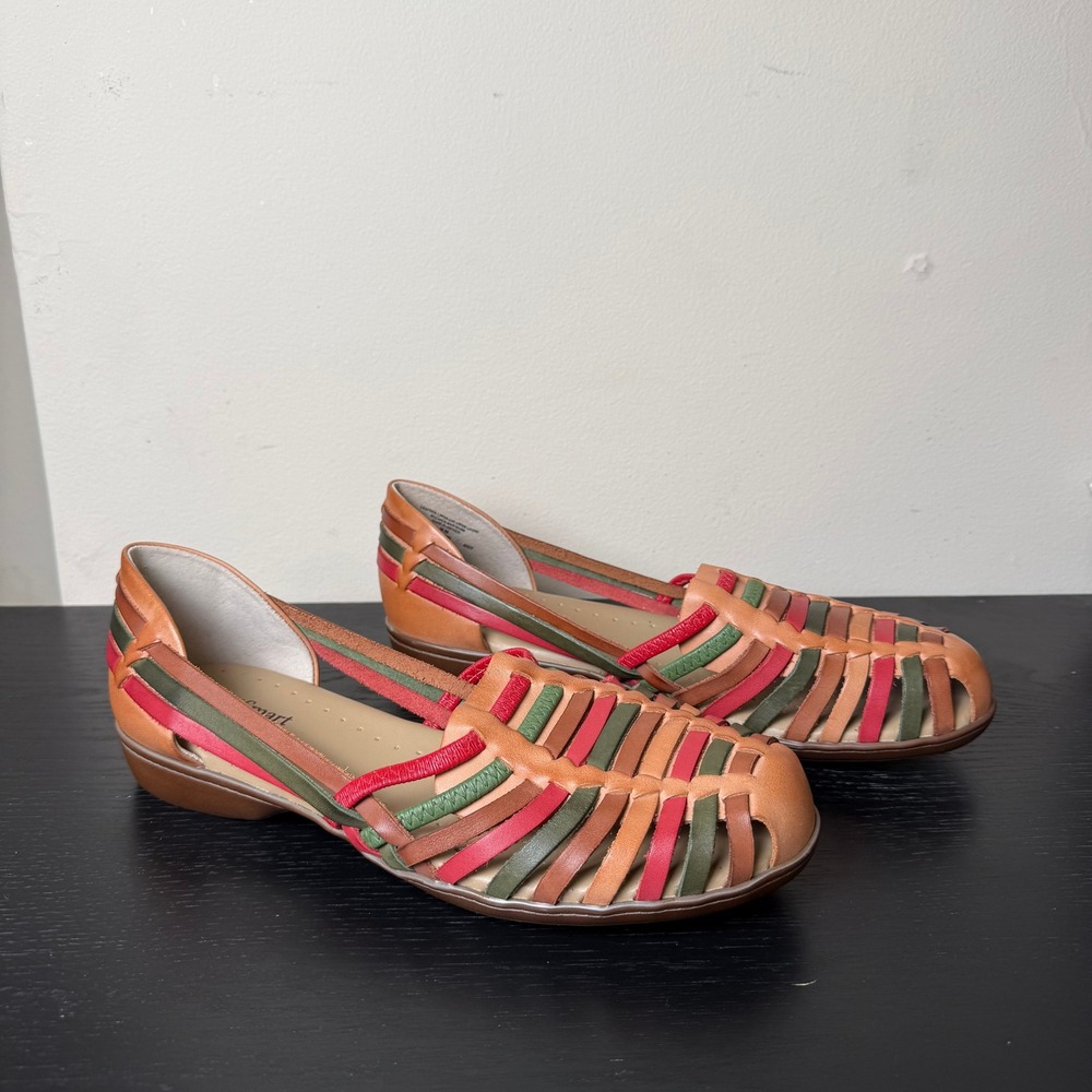 EUC FootSmart Tejidas Tampa Womens 10M Multi Color Leather Huarache Sandals